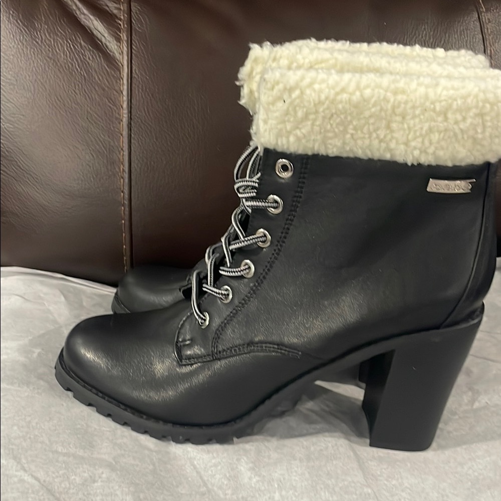 Bebe Black Lace Up Boots